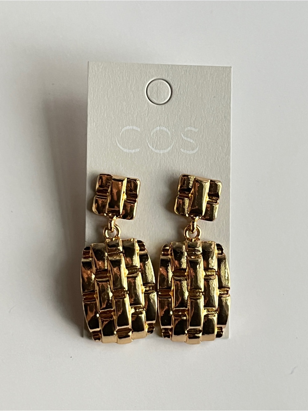 COS Shiny Gold Sculpted Drop Earrings